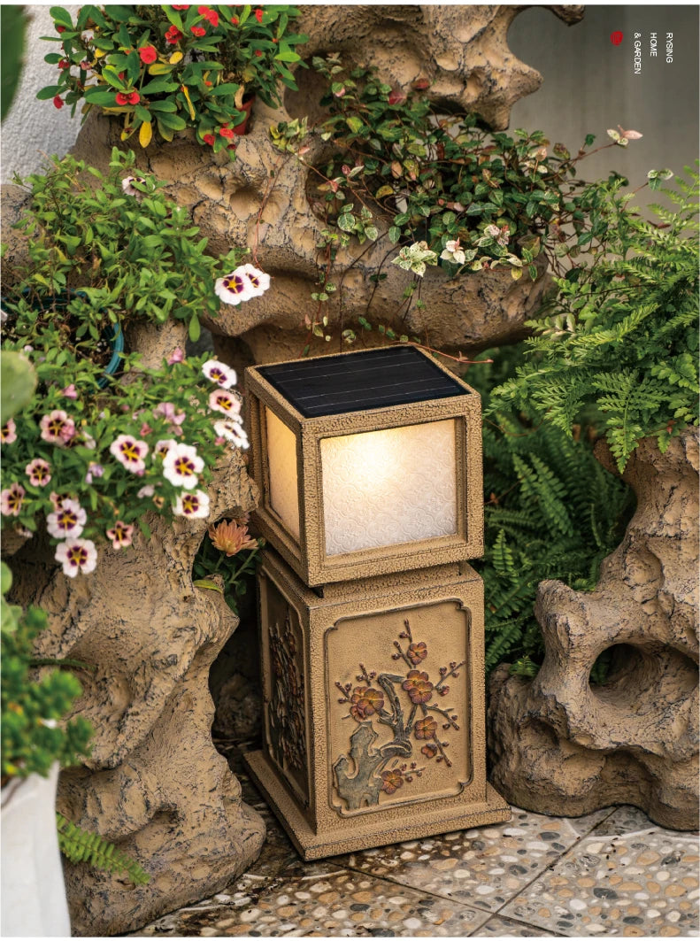 Chinese-Style Solar Garden Landscape Set | Villa Courtyard Decor