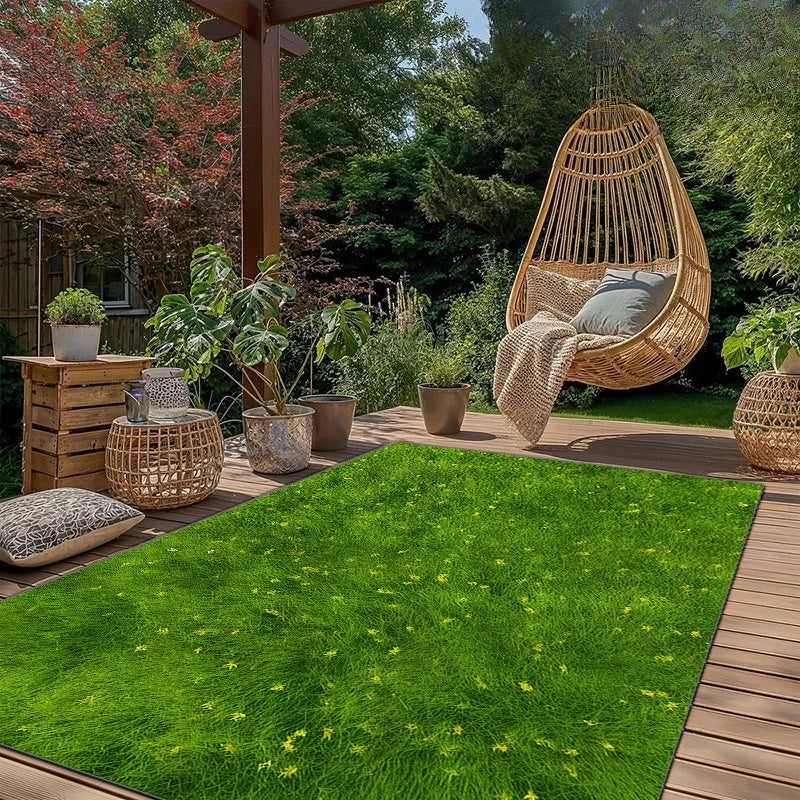 Outdoor Mat, Courtyard Mat, Outdoor Decor, Meadow Floral Print Mat, Suitable for Balcony, Garden, Courtyard, Camping, RV