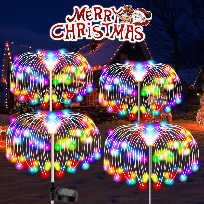 Christmas Solar Patio Firework Lights Outdoor Decor LED Fairy Lights for  Backyard Garden Pathway Patio Lawn