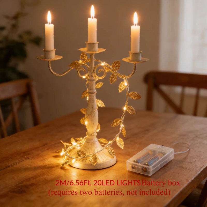 20LED Golden Tiny Leaves Copper Wire String Lights Battery Powered Fairy Lights for Home Wedding Party Christmas DIY Decoration