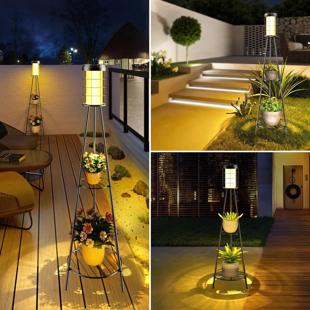 Solar Floor Lamp with Plant Stand | Patio & Porch Decor