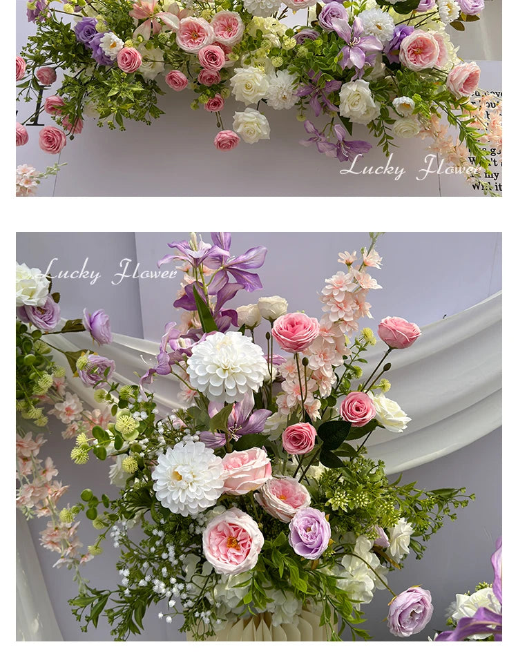 Outdoor Wedding Decoration Artificial Flowers Hanging Flower Row Road Leading Floor Flower Row Flower Ball Floral Backdrop Decor
