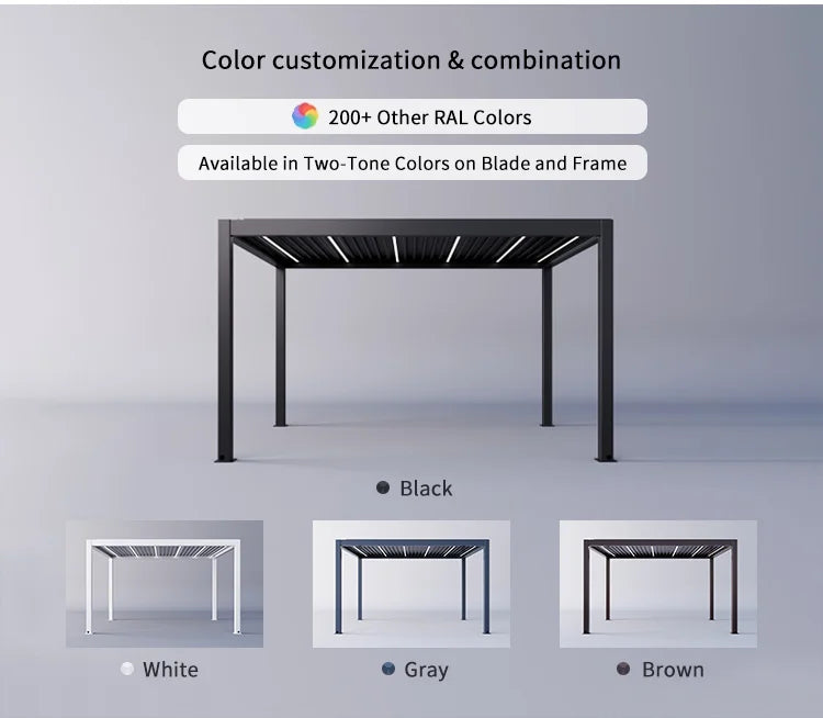 Motorized Aluminium Louvered Pergola | Modern Bioclimatic Gazebo