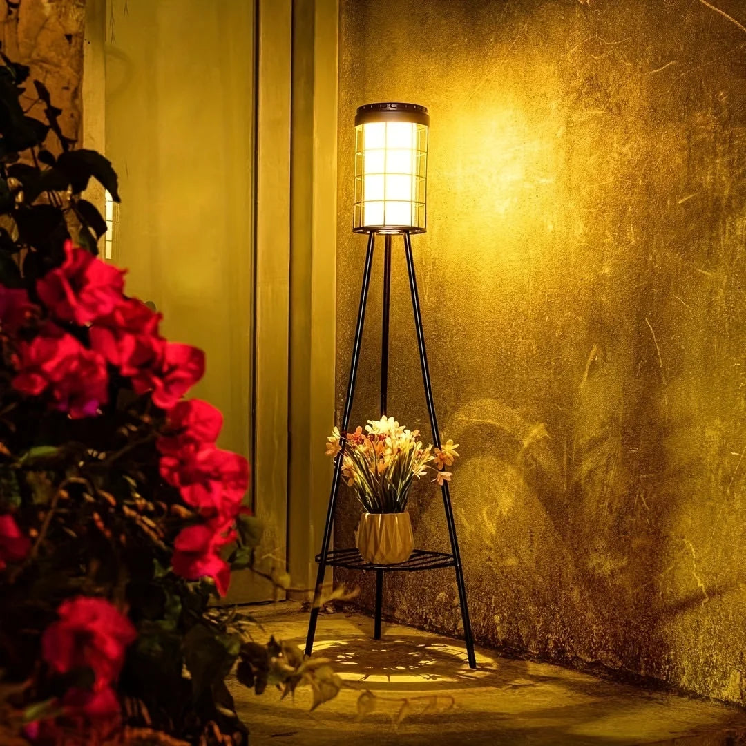 Solar Floor Lamp with Plant Stand | Patio & Porch Decor
