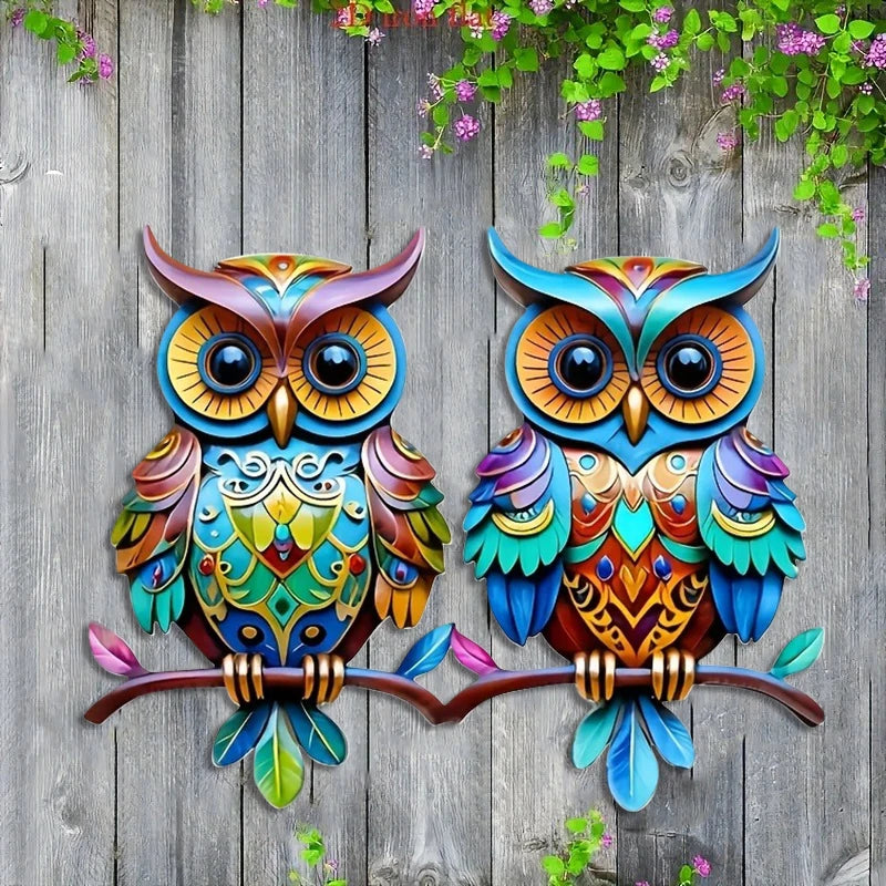 [Owl Wall Decoration] 2D Owl Wall Decoration - Colorful Outdoor/Indoor Hanging Ornament, Suitable for Garden, Patio, Living Room