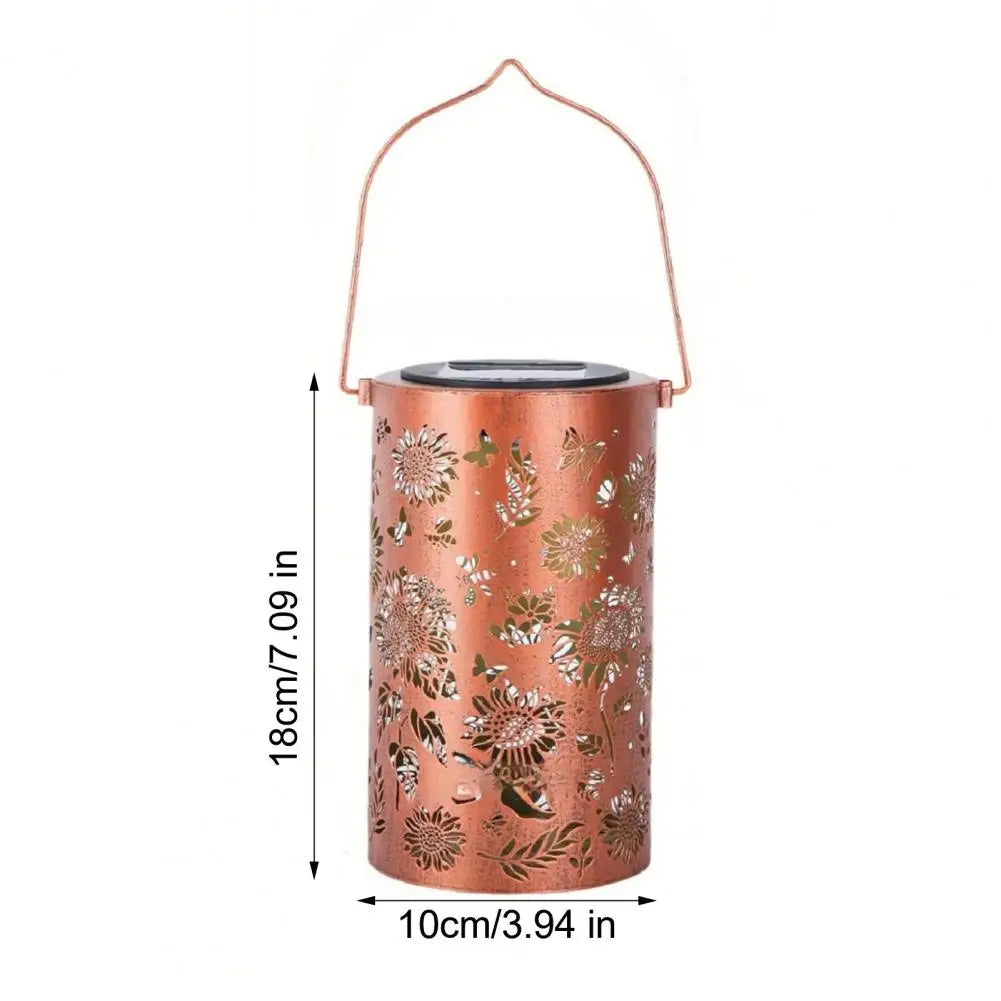 Floral Metal Solar Lantern | Warm Glow Patio & Walkway Light
