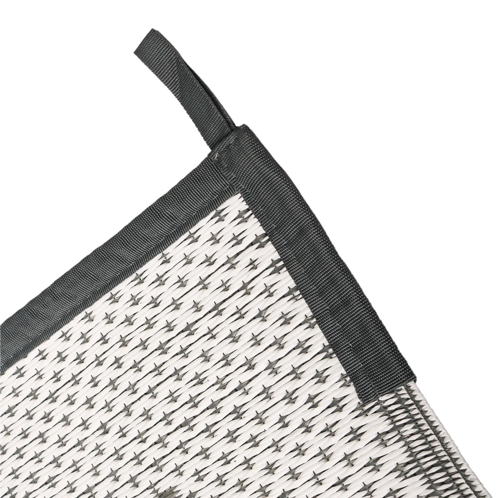 6x9 Outdoor Ground Mat with Pegs | Gray Grid Patio & Camping