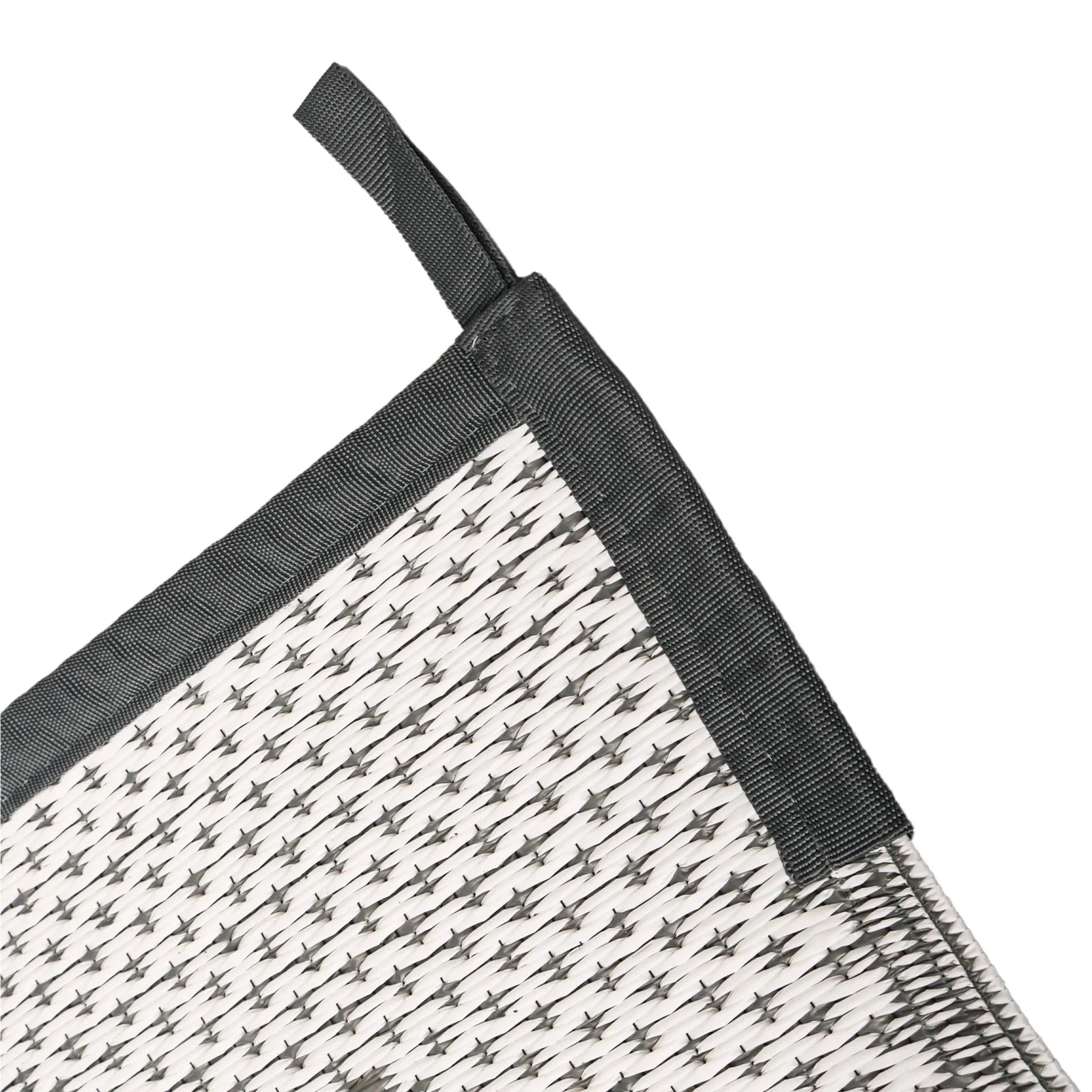 6x9 Outdoor Ground Mat with Pegs | Gray Grid Patio & Camping
