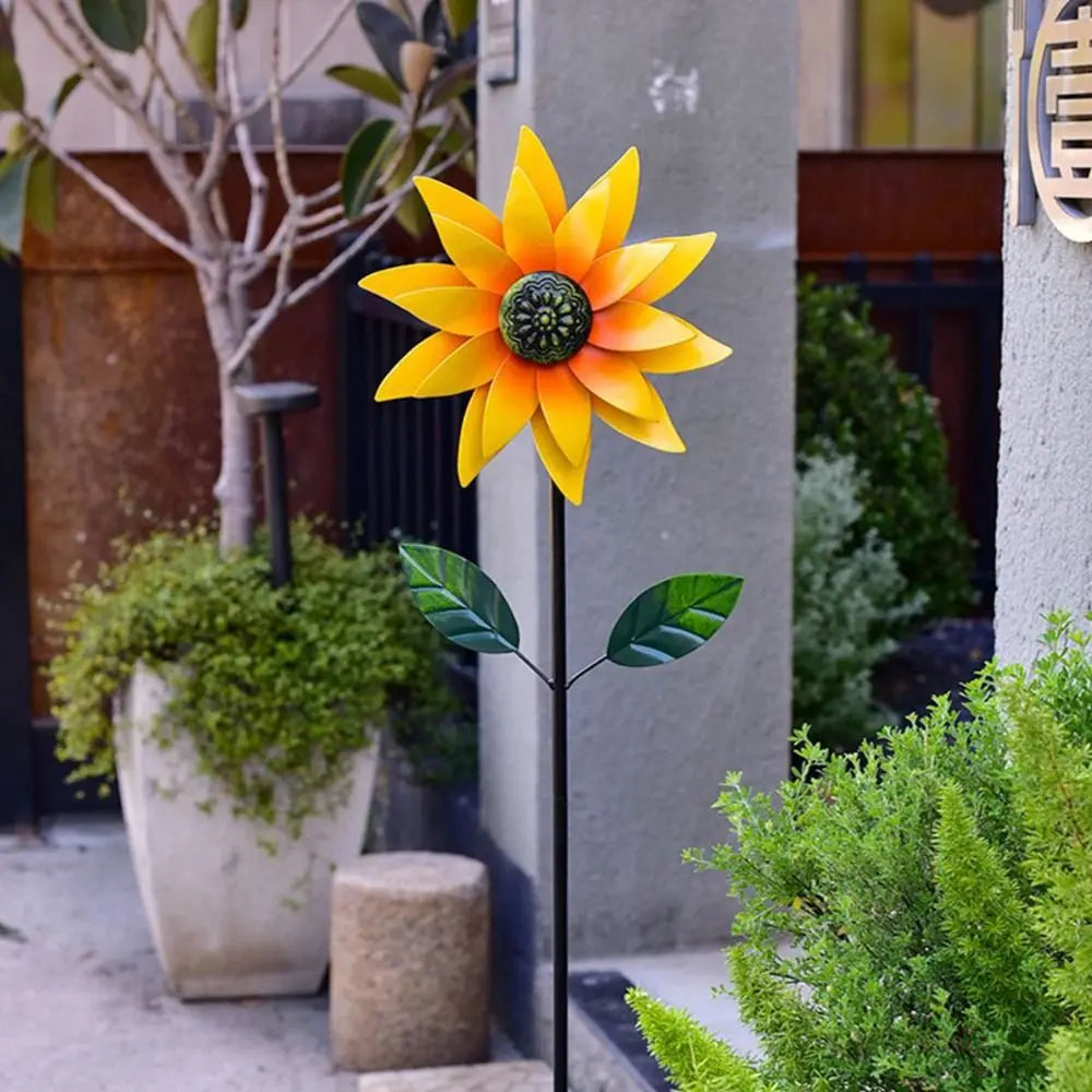 Metal Flower Pinwheel Garden Spinner | Backyard & Patio Decor