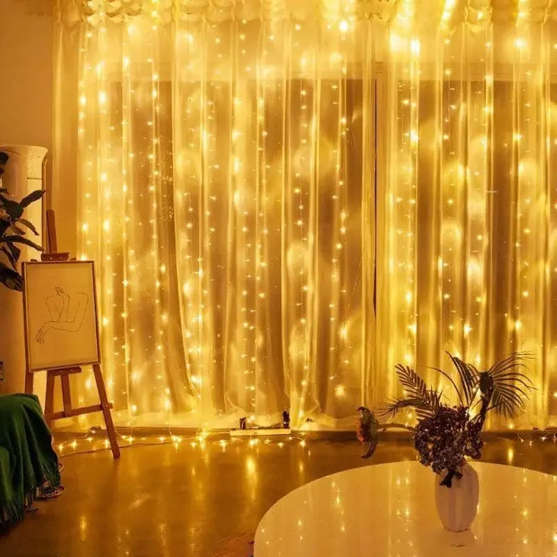 Curtain LED String Lights, Fairy Garland, USB Festoon, Remote Control, Christmas Decoration for Bedroom, Home, 3 M, 4 m, 6m