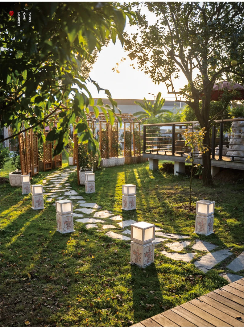 Chinese-Style Solar Garden Landscape Set | Villa Courtyard Decor