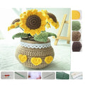 Handmade Crochet Sunflower Tulip Woven Non-finished products Potted Plants for Adults and Kids Crochet Starter Knitting Kit
