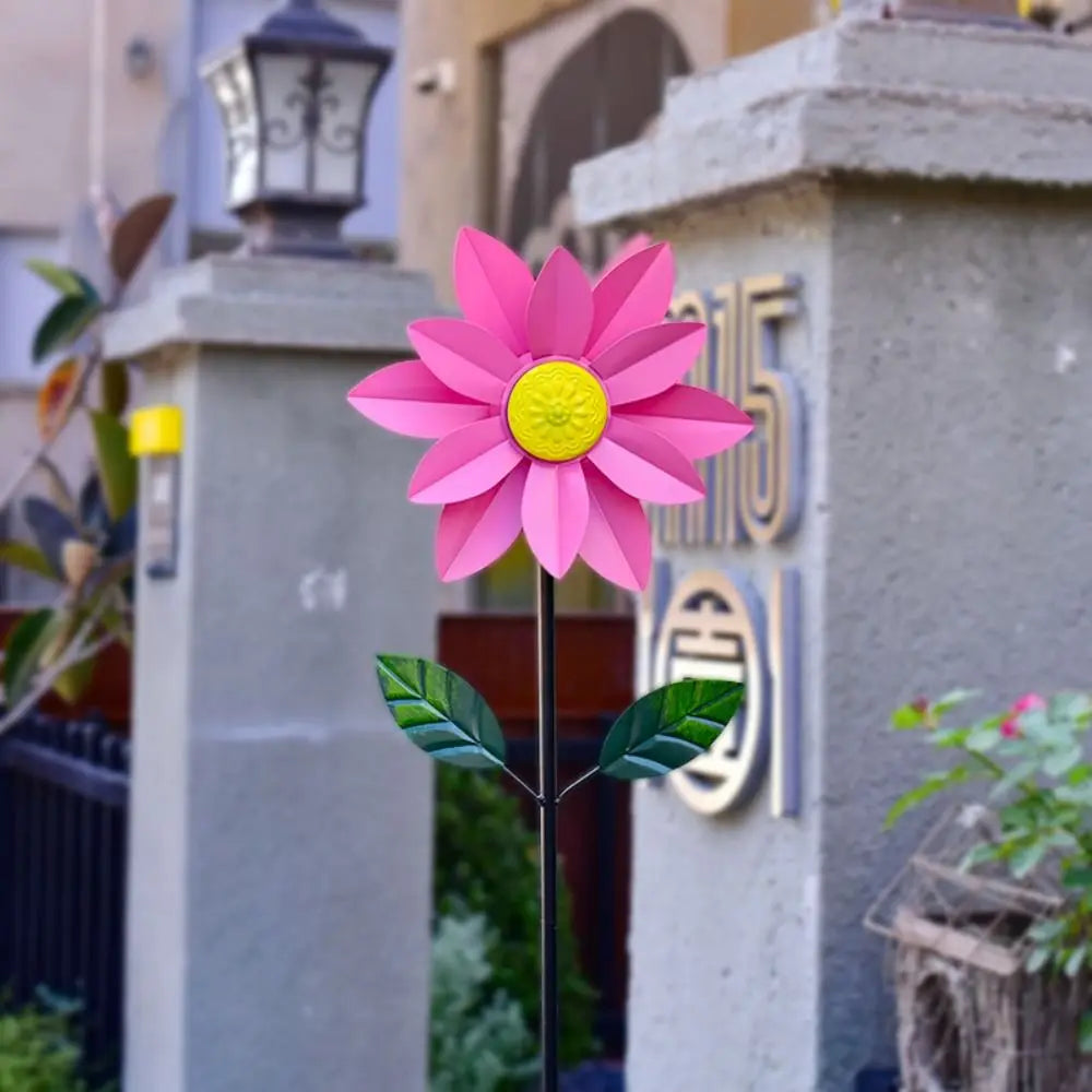 Metal Flower Pinwheel Garden Spinner | Backyard & Patio Decor