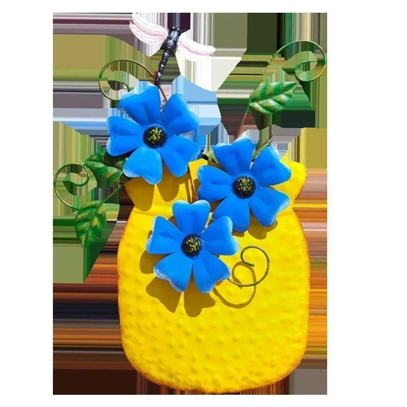 Metal Flower Wall Vase | Outdoor Fence Art & Patio Sculpture