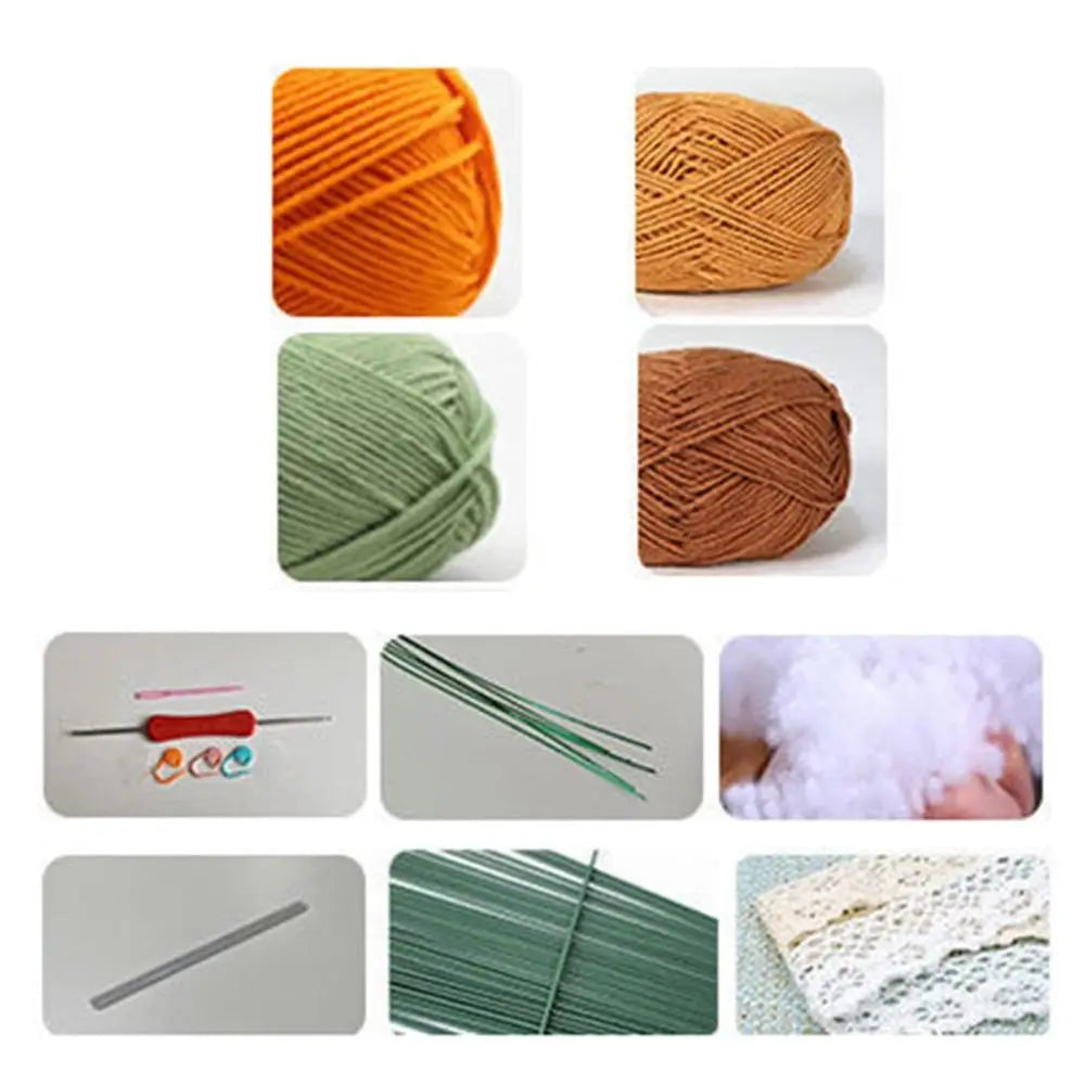 Handmade Crochet Sunflower Tulip Woven Non-finished products Potted Plants for Adults and Kids Crochet Starter Knitting Kit