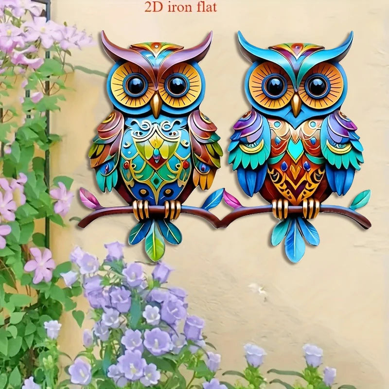[Owl Wall Decoration] 2D Owl Wall Decoration - Colorful Outdoor/Indoor Hanging Ornament, Suitable for Garden, Patio, Living Room