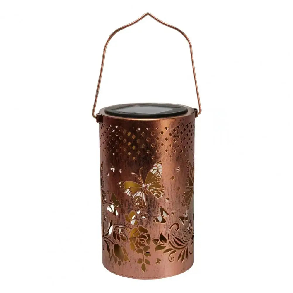 Floral Metal Solar Lantern | Warm Glow Patio & Walkway Light