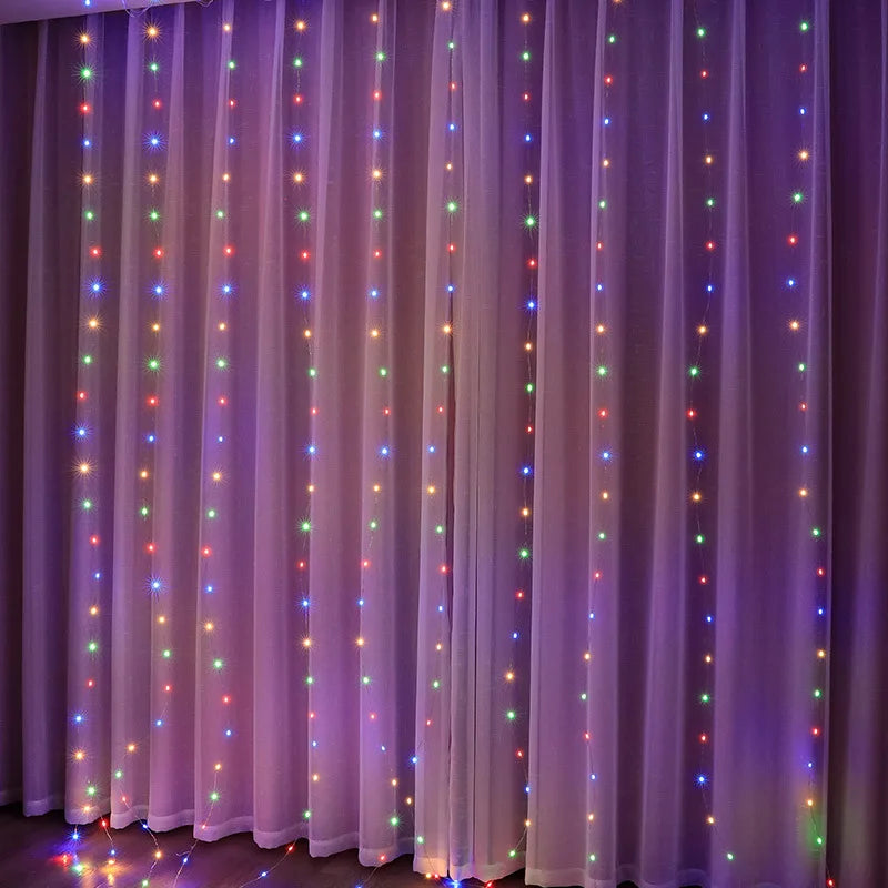 Curtain LED String Lights, Fairy Garland, USB Festoon, Remote Control, Christmas Decoration for Bedroom, Home, 3 M, 4 m, 6m