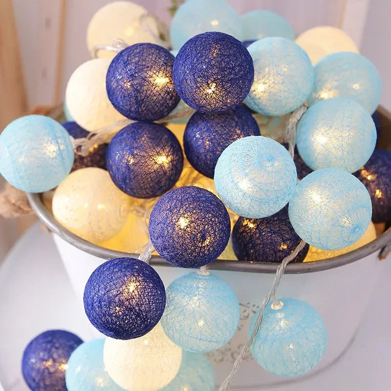 LED Cotton Balls String Lights Lantern Battery or USB Powered Wedding Home Party Ornament Lighting Stings Christmas Decoration