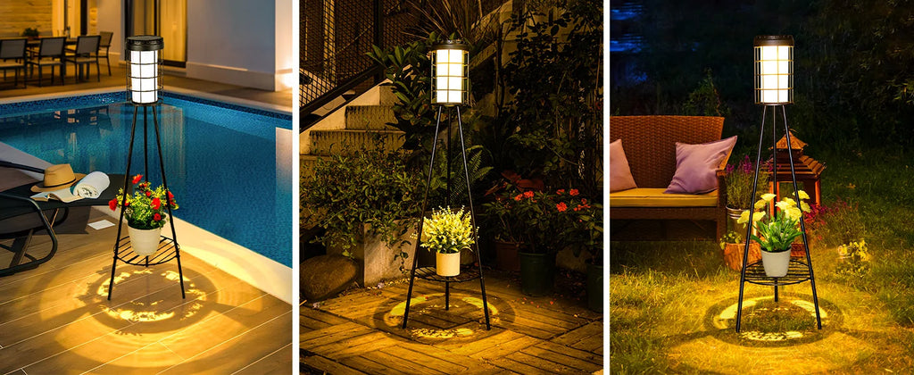 Solar Floor Lamp with Plant Stand | Patio & Porch Decor