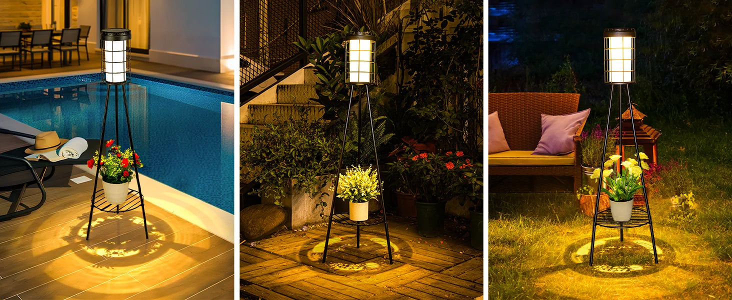 Solar Floor Lamp with Plant Stand | Patio & Porch Decor