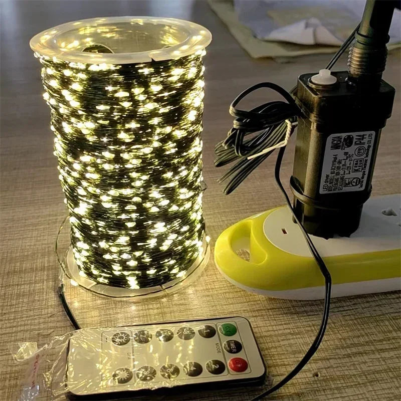 1000/500LED Green Wire Led String Fairy Lights US/EU Plug 110V/220V Waterproof LED Christmas Tree Holiday Home Garden Decor Xmas
