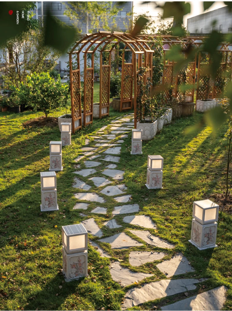 Chinese-Style Solar Garden Landscape Set | Villa Courtyard Decor