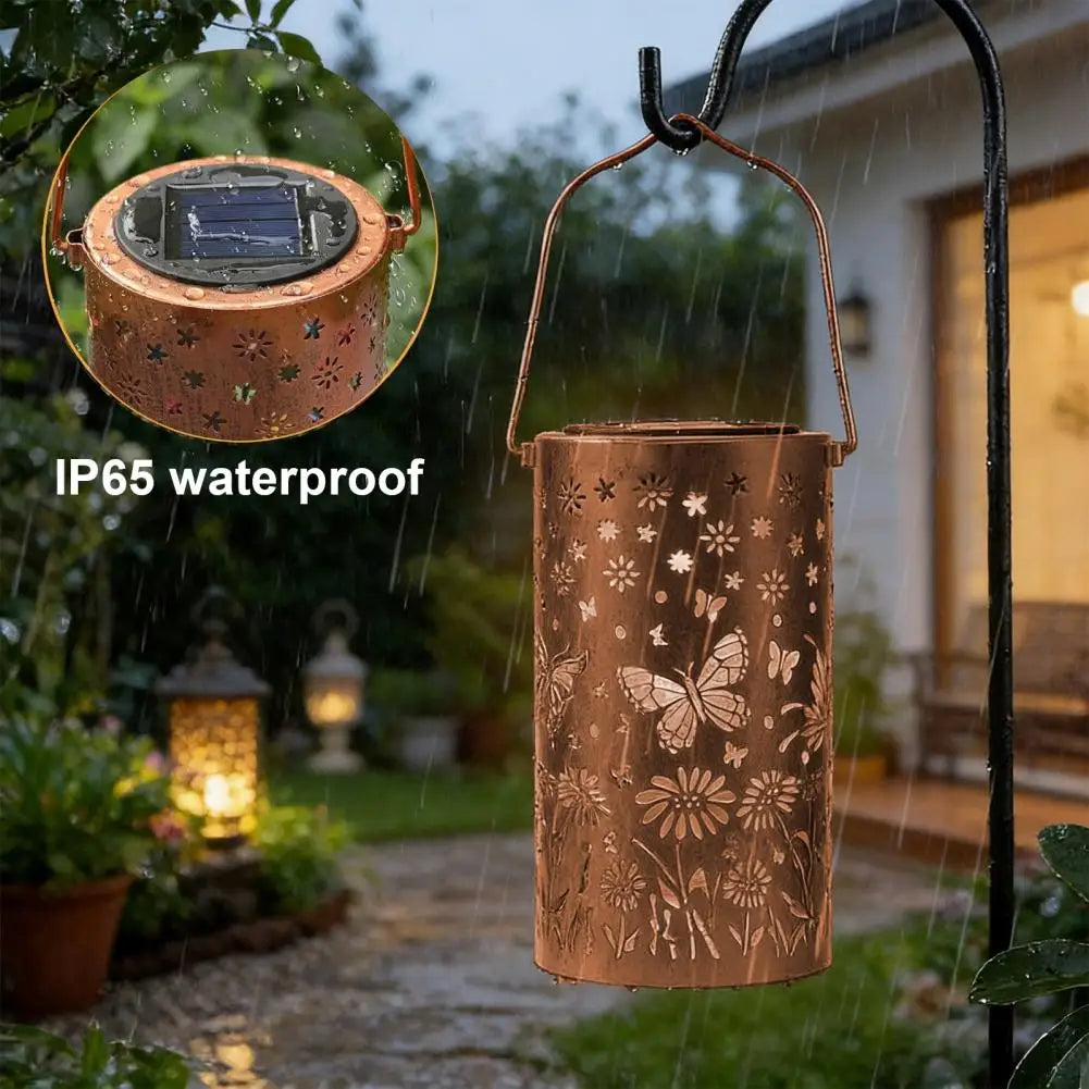 Floral Metal Solar Lantern | Warm Glow Patio & Walkway Light