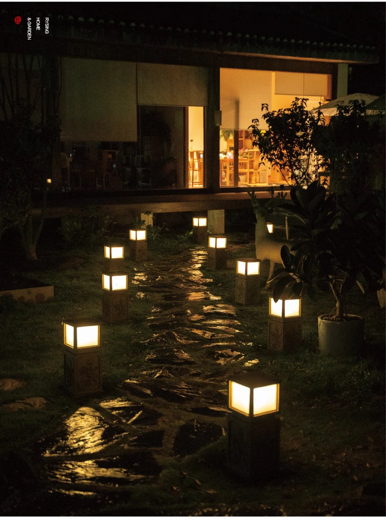 Chinese-Style Solar Garden Landscape Set | Villa Courtyard Decor
