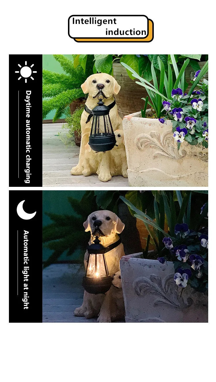 Solar Puppy Garden Statue | Patio & Villa Entrance Decor
