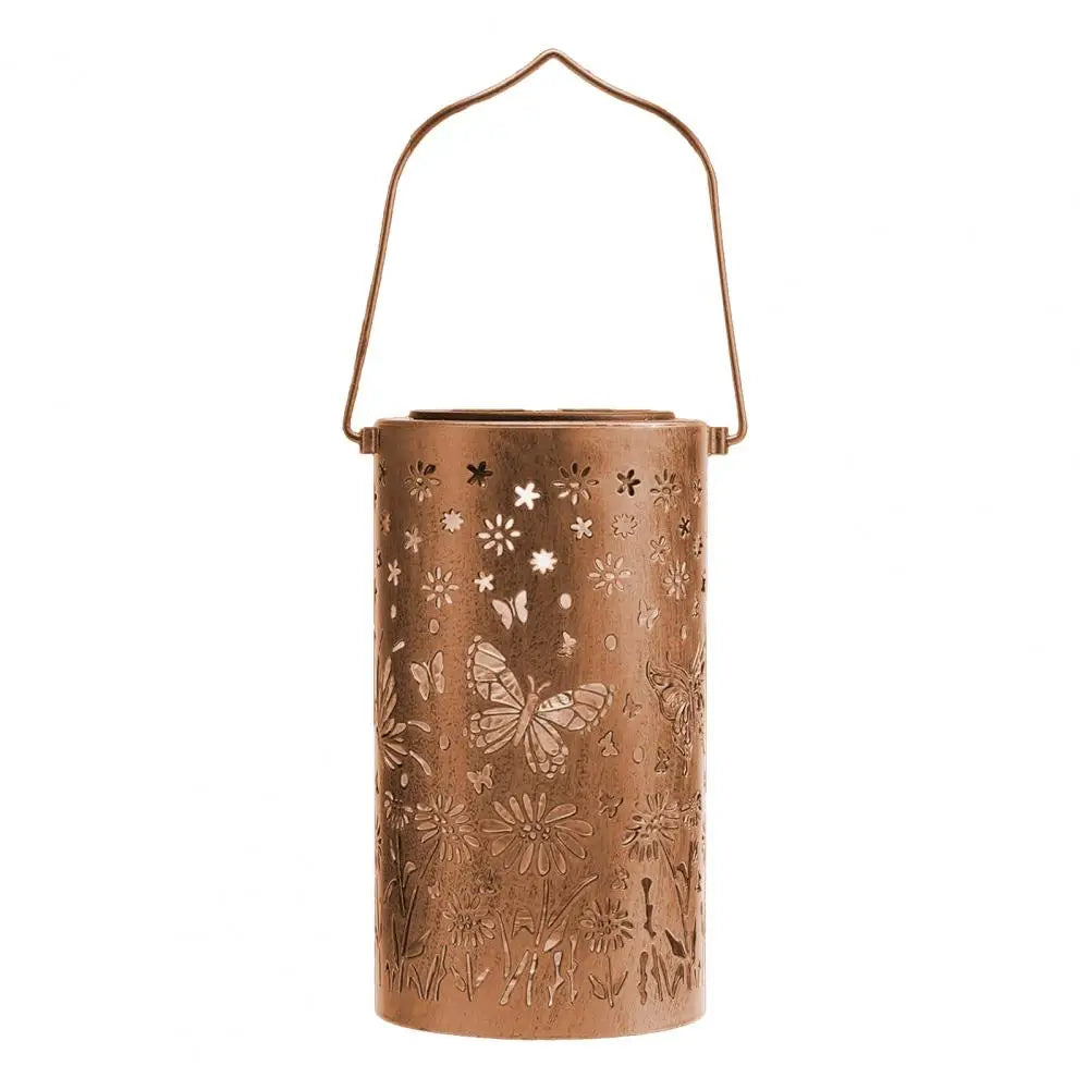 Floral Metal Solar Lantern | Warm Glow Patio & Walkway Light