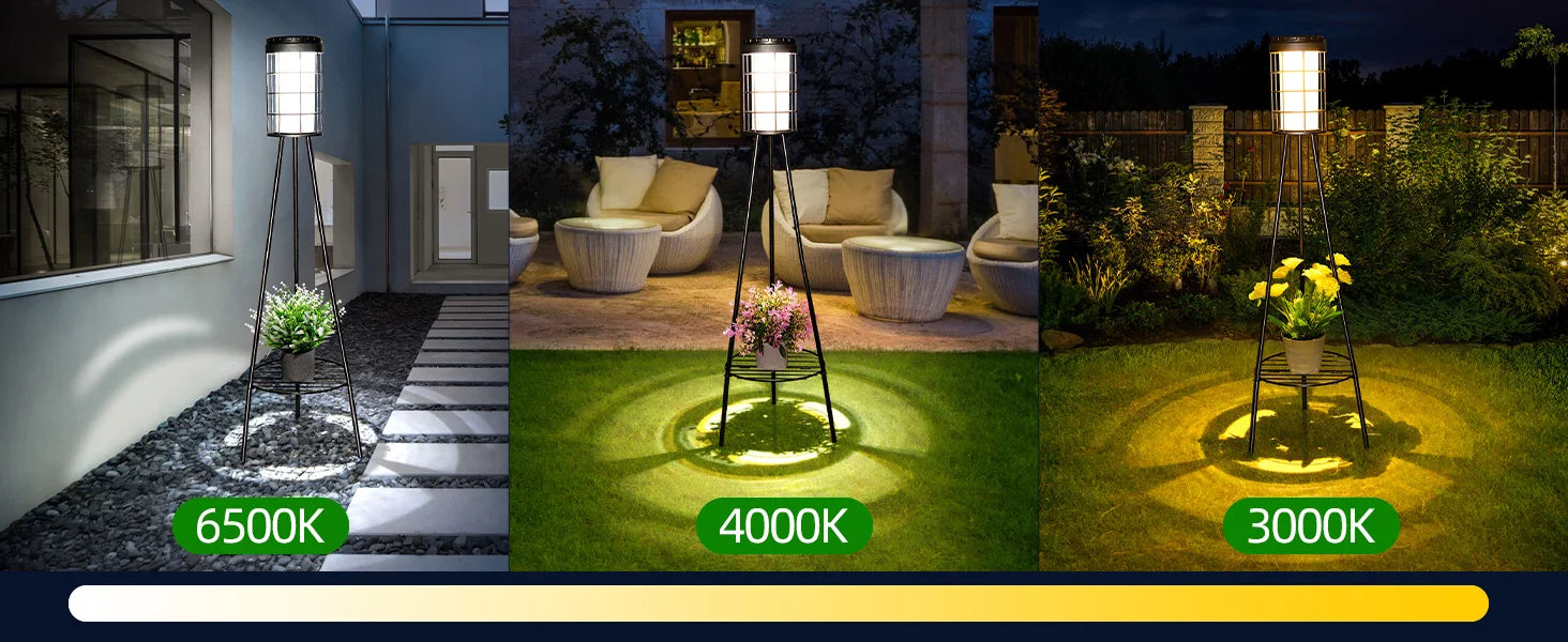 Solar Floor Lamp with Plant Stand | Patio & Porch Decor