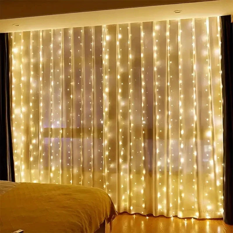 Curtain LED String Lights, Fairy Garland, USB Festoon, Remote Control, Christmas Decoration for Bedroom, Home, 3 M, 4 m, 6m