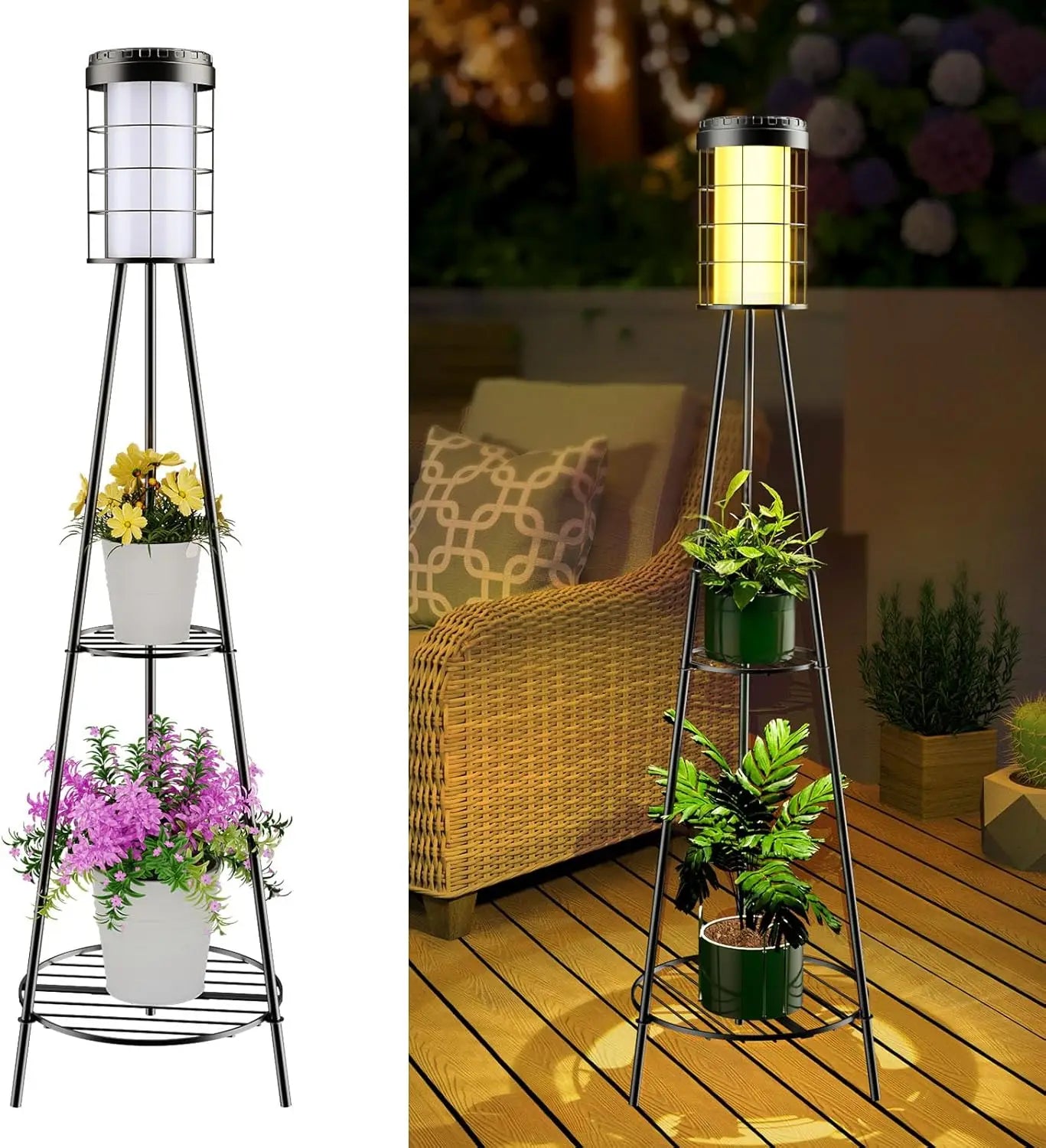 Solar Floor Lamp with Plant Stand | Patio & Porch Decor