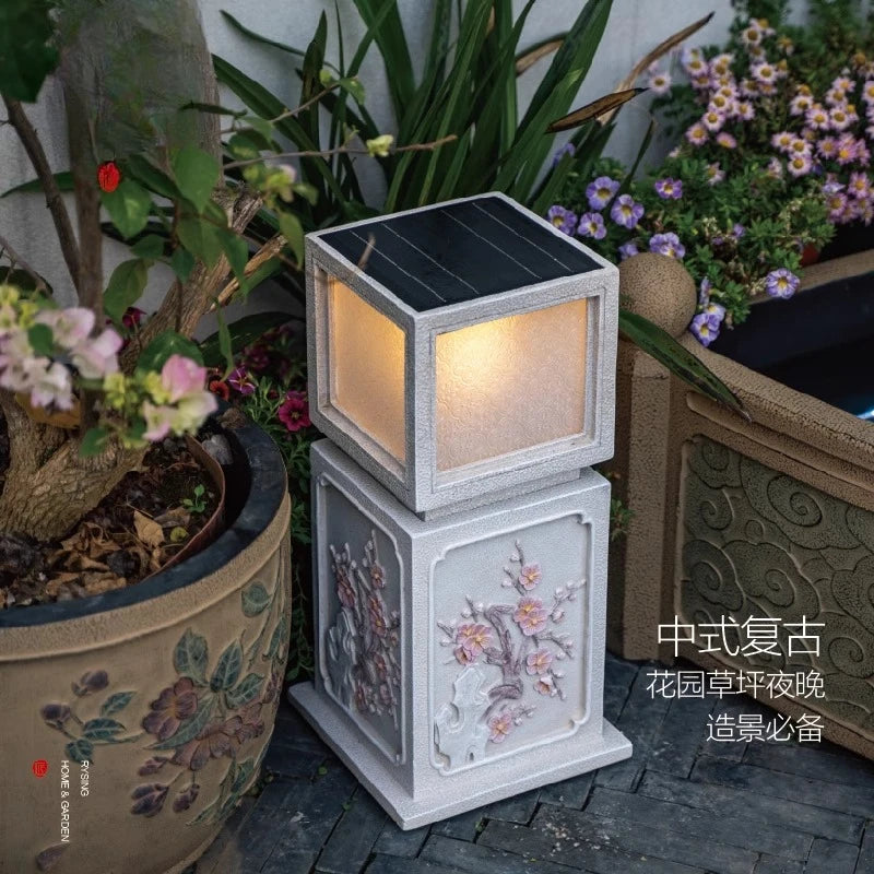 Chinese-Style Solar Garden Landscape Set | Villa Courtyard Decor
