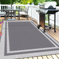 6x9 Outdoor Ground Mat with Pegs | Gray Grid Patio & Camping