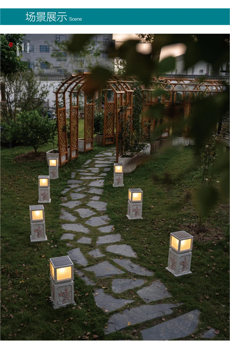 Chinese-Style Solar Garden Landscape Set | Villa Courtyard Decor