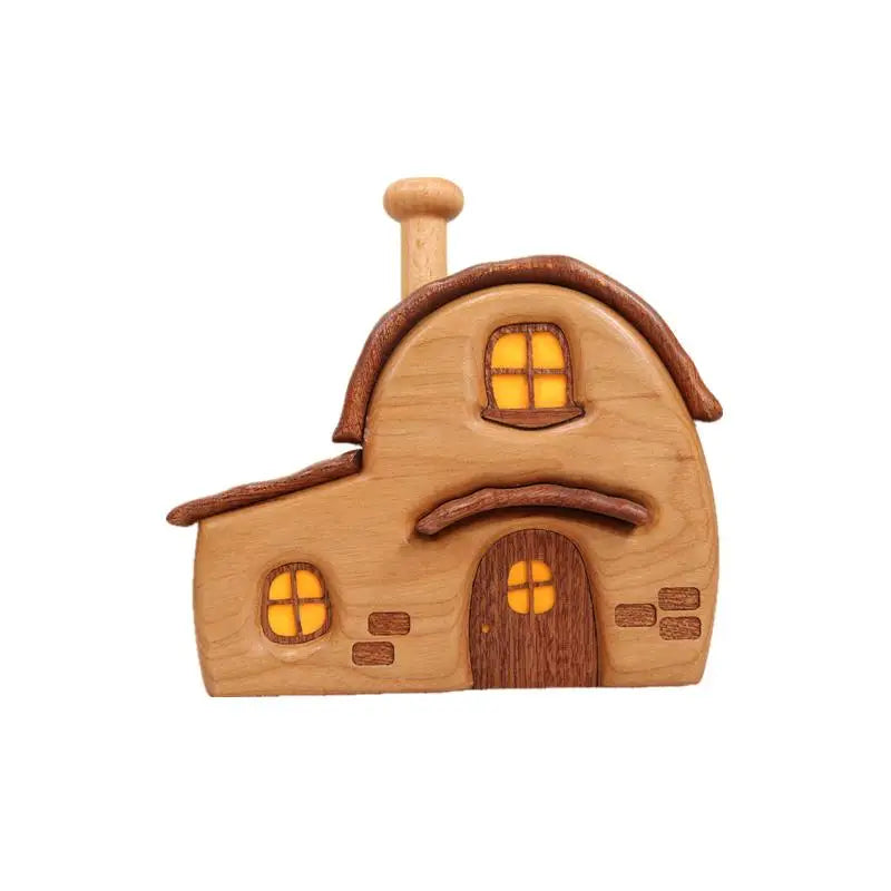 Nordic Style Wooden House Ornaments Miniature Landscape Creative Cute Gifts Home Decor Wooden Building Desktop Decorations