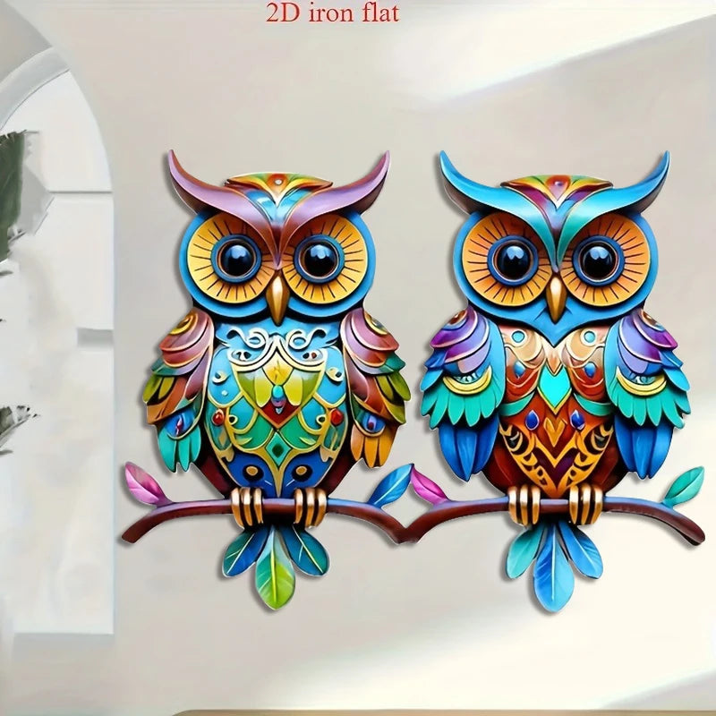 [Owl Wall Decoration] 2D Owl Wall Decoration - Colorful Outdoor/Indoor Hanging Ornament, Suitable for Garden, Patio, Living Room