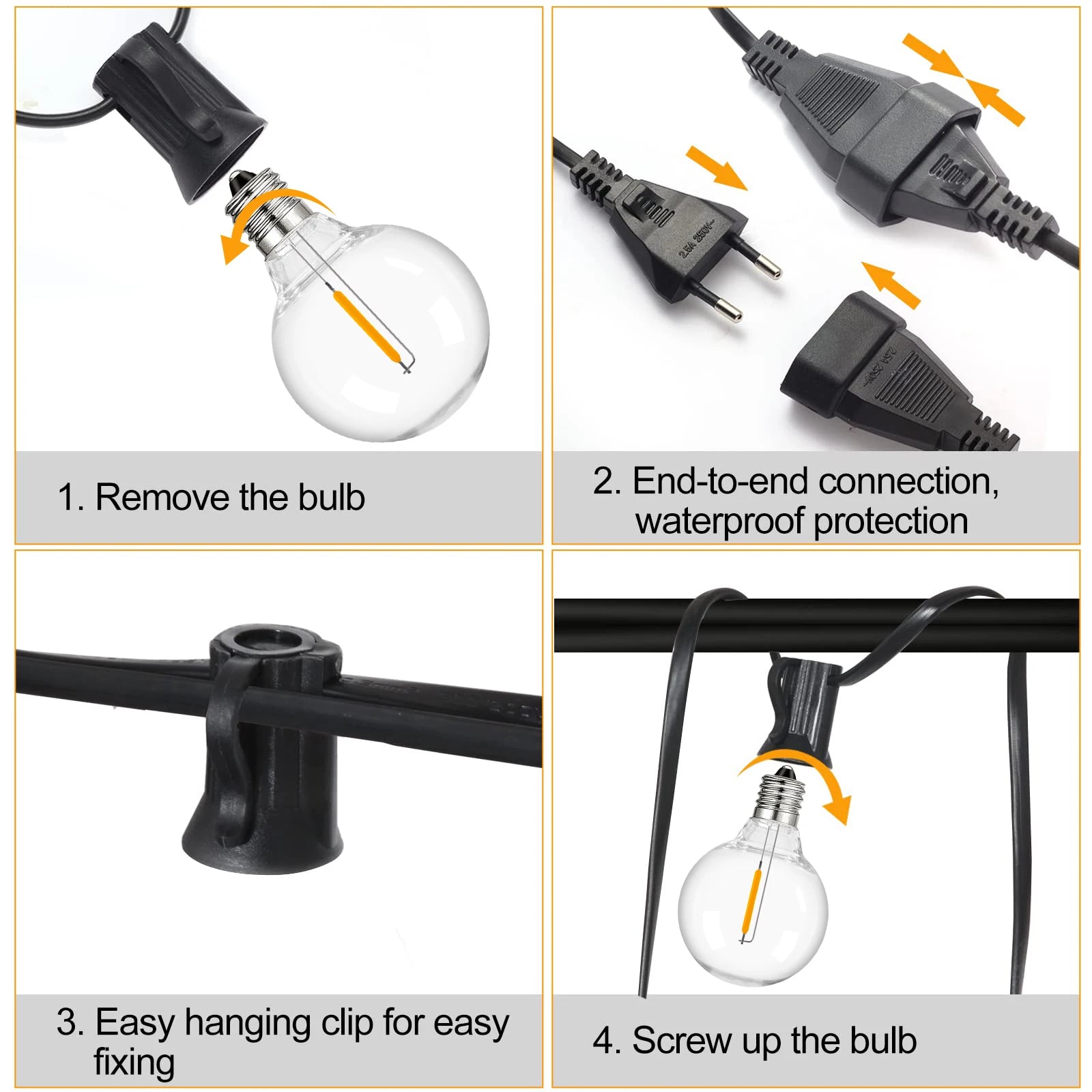G40 Outdoor Garland String Lights Shatterproof Waterproof Plastic Led Bulb Vintage Connectable Patry Patio Decor Light Chain