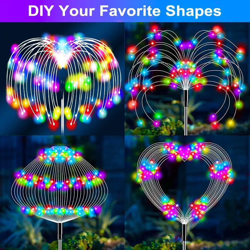 Christmas Solar Patio Firework Lights Outdoor Decor LED Fairy Lights for  Backyard Garden Pathway Patio Lawn