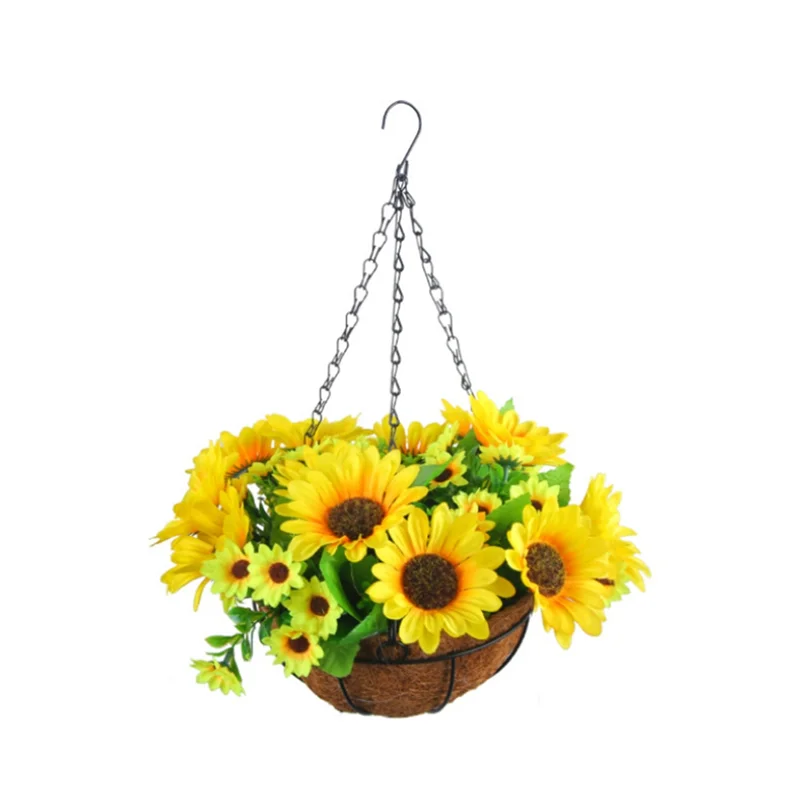 Yellow Hanging Flower Garland Basket | Indoor & Outdoor Decor