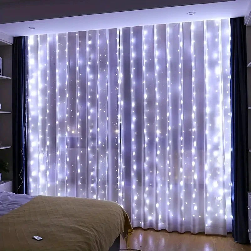 Curtain LED String Lights, Fairy Garland, USB Festoon, Remote Control, Christmas Decoration for Bedroom, Home, 3 M, 4 m, 6m