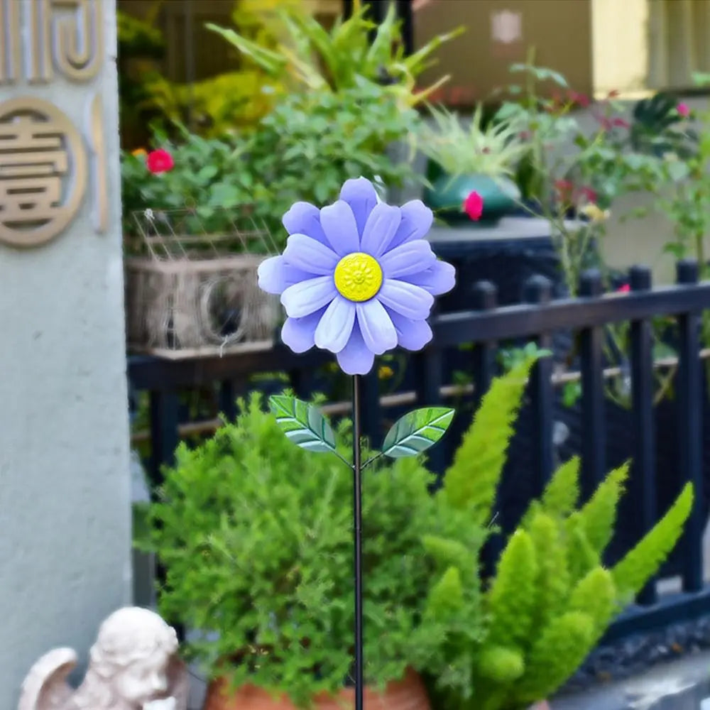 Metal Flower Pinwheel Garden Spinner | Backyard & Patio Decor