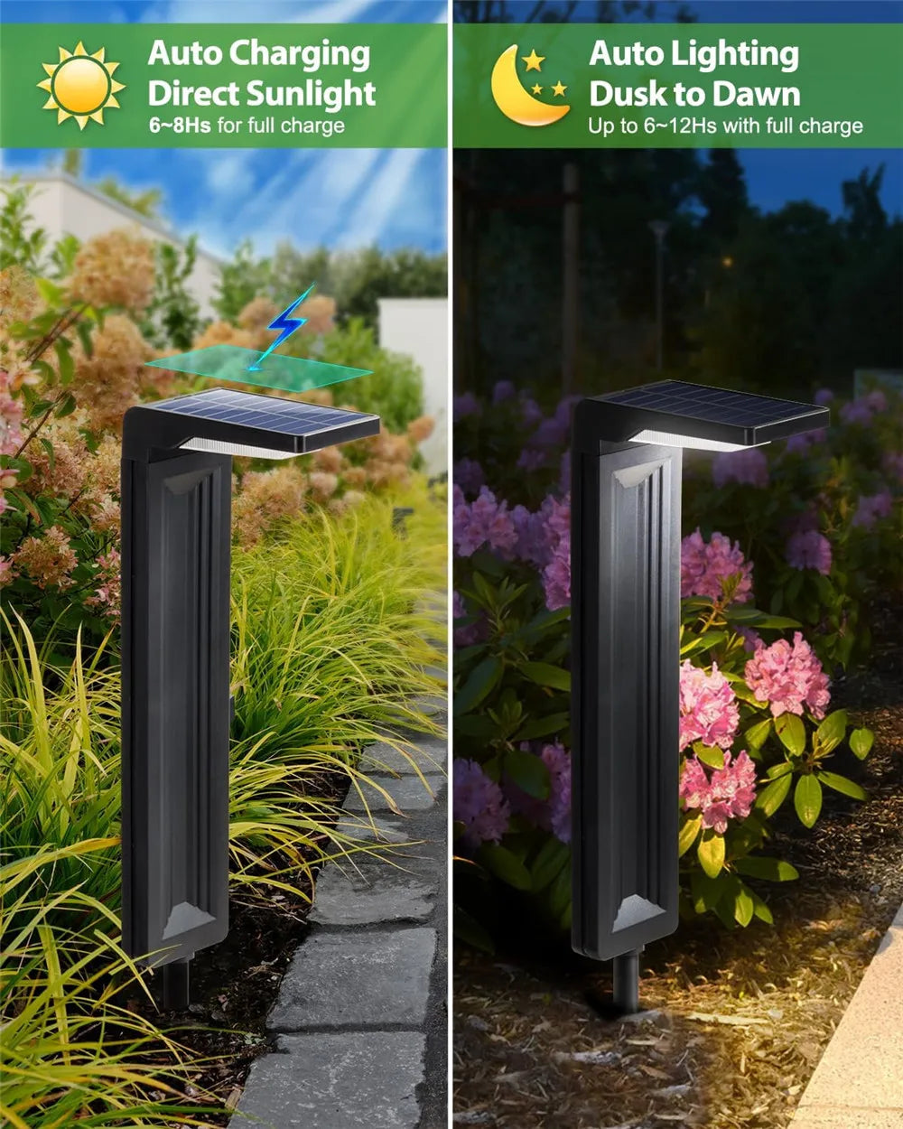 Solar Bollard Garden Light | IP65 Waterproof Pathway Lamp