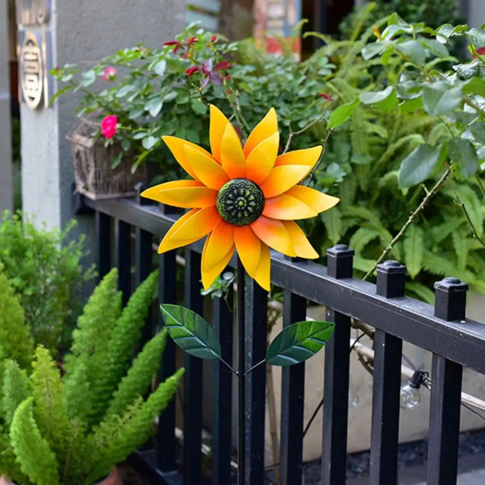 Metal Flower Pinwheel Garden Spinner | Backyard & Patio Decor