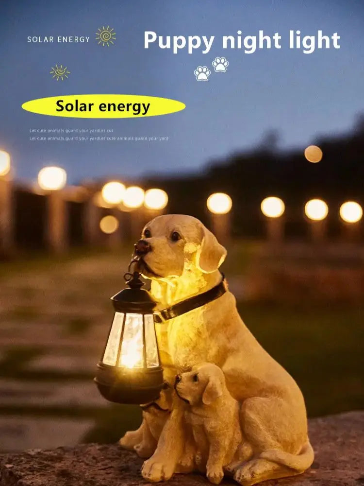 Solar Puppy Garden Statue | Patio & Villa Entrance Decor