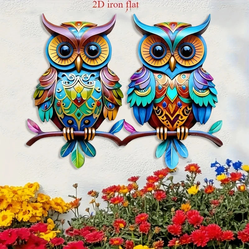[Owl Wall Decoration] 2D Owl Wall Decoration - Colorful Outdoor/Indoor Hanging Ornament, Suitable for Garden, Patio, Living Room