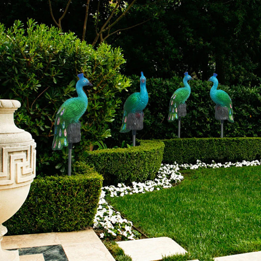 Solar Peacock Garden Stake Light | Waterproof Lawn Ornament
