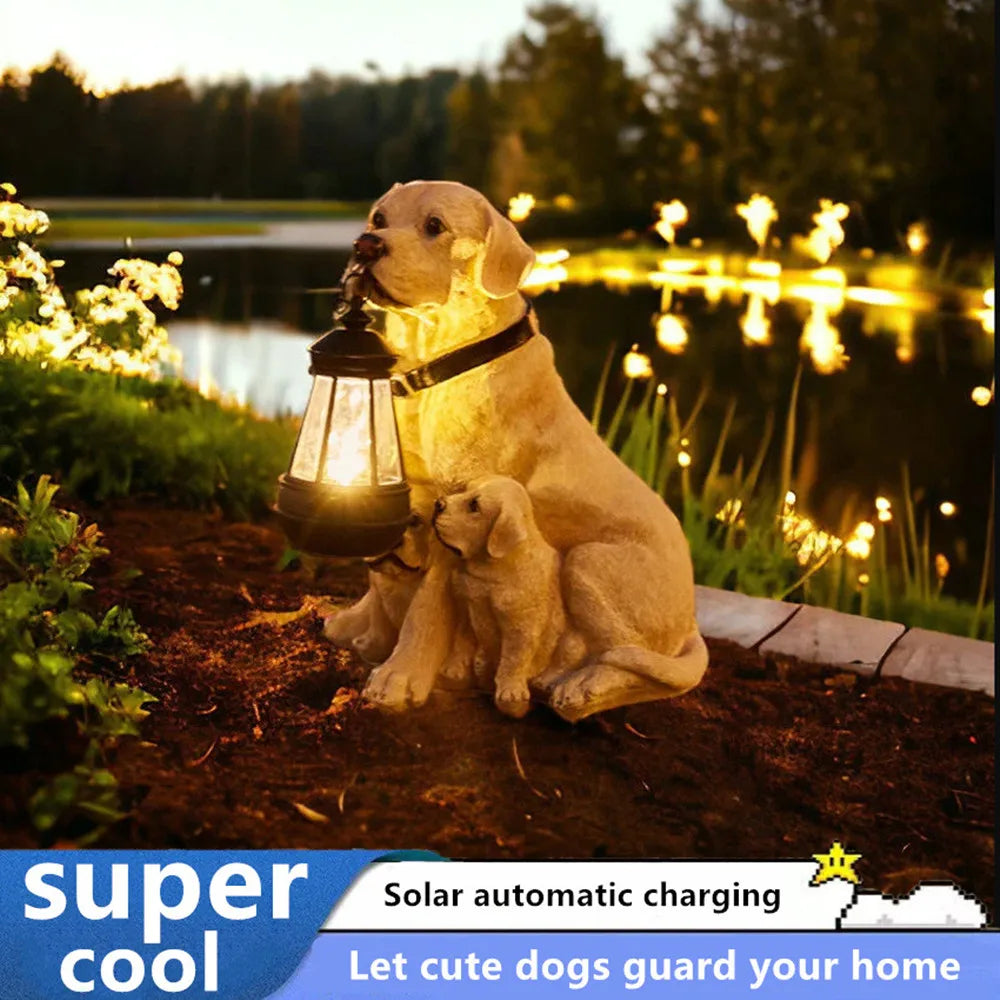 Solar Puppy Garden Statue | Patio & Villa Entrance Decor
